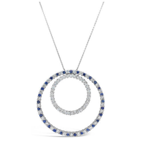 Round Sapphire and Diamond Necklace