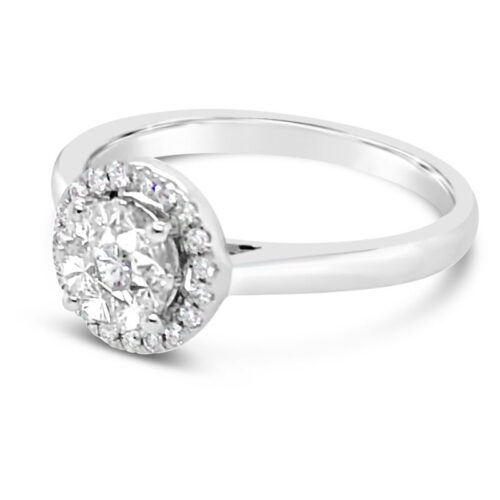 solitaire diamond halo engagement ring